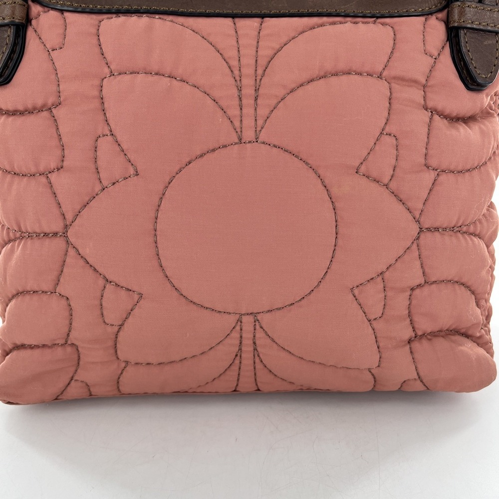 Vintage Fossil Key Per Blush Pink Mauve Shoulder Purse Quilted Leather Buckle - Picture 7 of 16